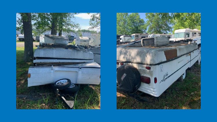 1. 20 ft. White Coleman Fleetwood Rio Pop-Up Camper with Trailer