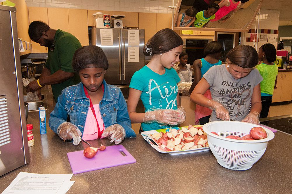 Youth making snacks