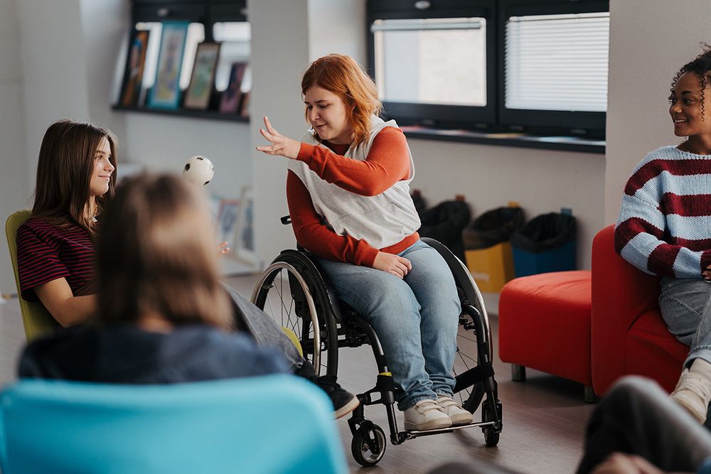 Teen students talking